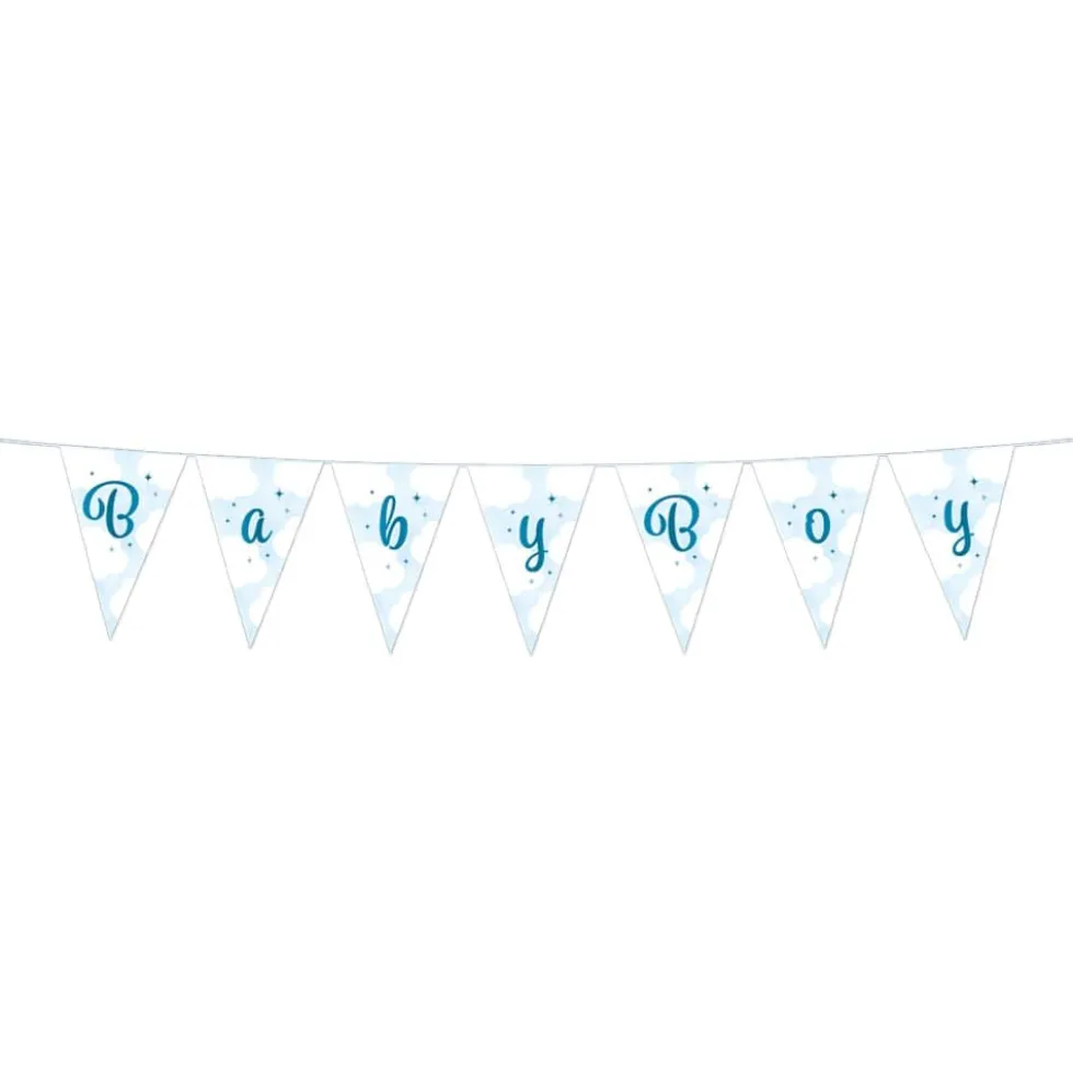 Baby Boy Blå Skyer Babyshower vimpelrekke, 2m