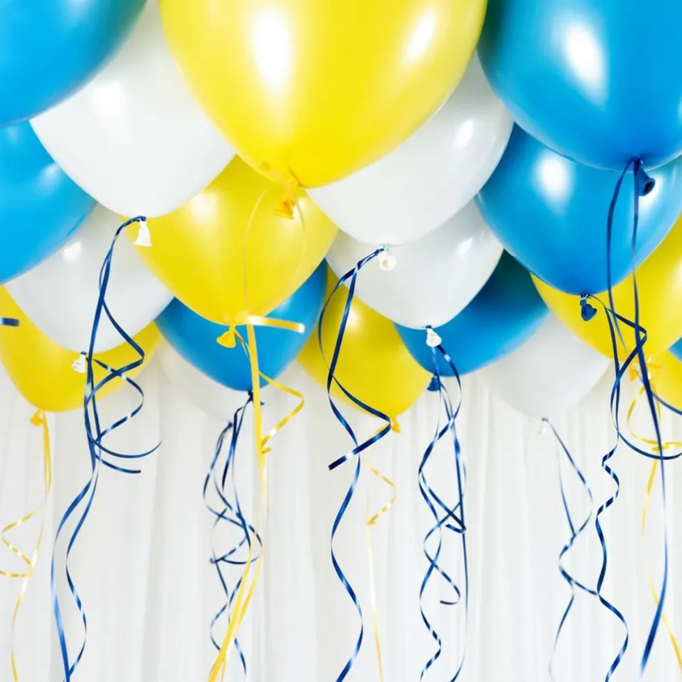 Ballongtak Kit Gul og Blå, 30 ballonger og bånd