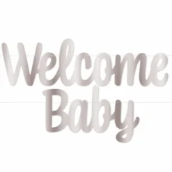 Banner Welcome Baby, Sølv