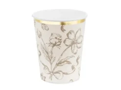 Beige Blomster kopper, 6 stk.