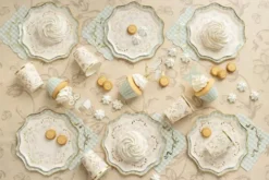 Beige Blomster kopper, 6 stk.