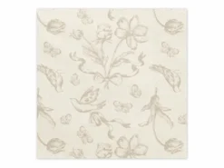 Beige blomster servietter, 12 stk.