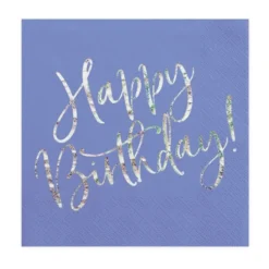 Blå Happy Birthday servietter, 20 stk