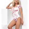 Bodysuit m/blod, Hvit kortermet, Onesize