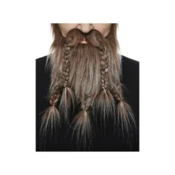 Brunt Viking skjegg & Bart med fletter