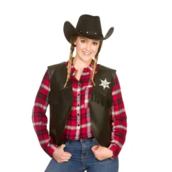 Cowboyvest m/stjerne Sort