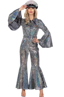 Disco Catsuit Virvler Sølv