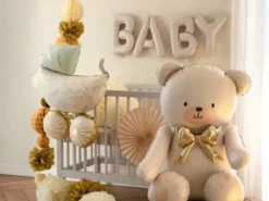 Folieballong Banner, BABY, Beige