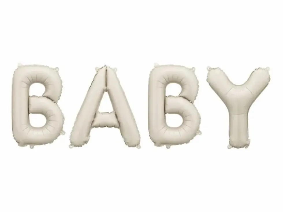 Folieballong Banner, BABY, Beige