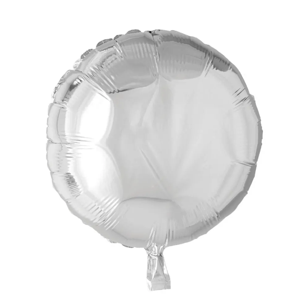 Folieballong Rund Sølv, 46 cm