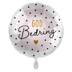 Folieballong Standard God Bedring, Rosa med Prikker