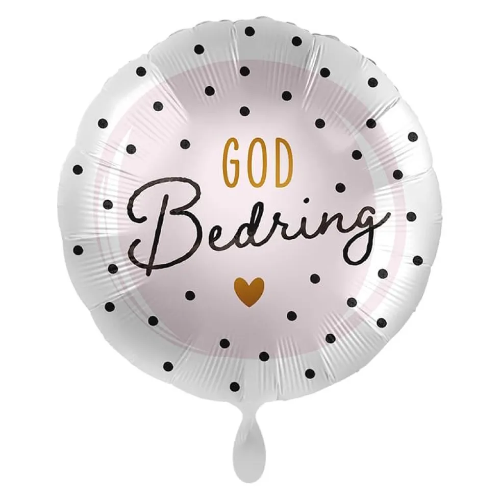 Folieballong Standard God Bedring, Rosa med Prikker