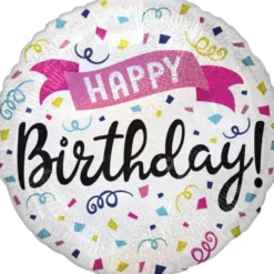 Folieballong Standard Happy Birthday Konfetti
