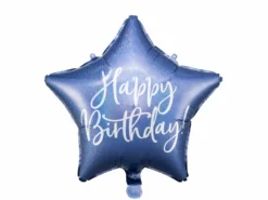 Folieballong Standard, Stjerne Blå Happy Birthday