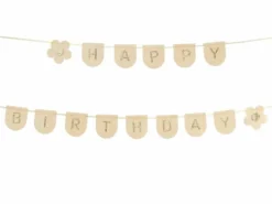 Girlander i Stoff Happy Birthday Rosa, 3 m