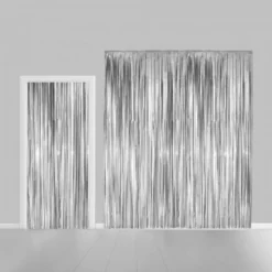 Glittergardin Sølv, 100 x 240 cm
