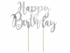 Happy Birthday Kaketopper Sølv