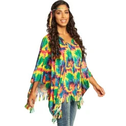Hippie Tie Dye Poncho og hårbånd