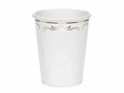 Hvite kopper med gull ornament, 6 stk.