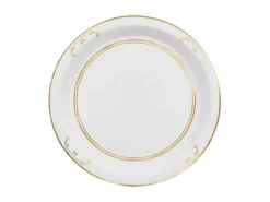 Hvite tallerkener med gull ornament, 6 stk.