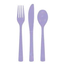 Lavendel Gjenbrukbart Plastbestikk, 18 stk.