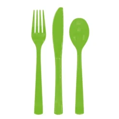 Limegrønn Gjenbrukbart Plastbestikk, 18 stk.