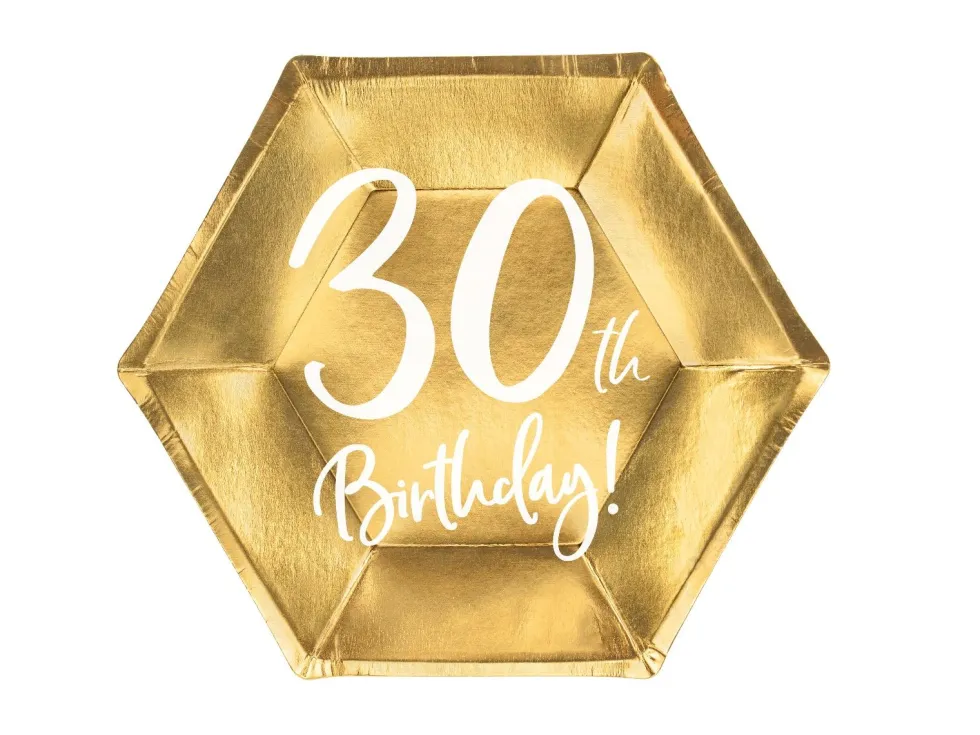 30år Bursdag Asjett Gull, 6 stk