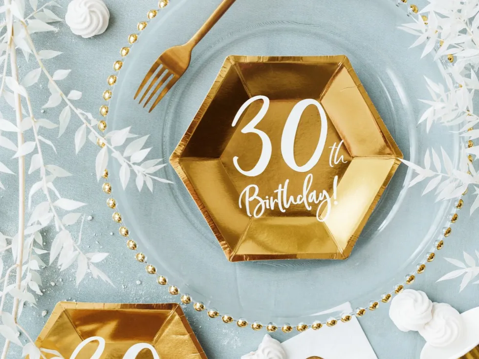 30år Bursdag Asjett Gull, 6 stk