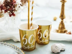 50år Bursdag Pappkrus Gull, 6 stk