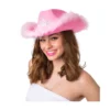 Rosa Cowboyhatt med Tiara og Fjær