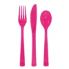 Rosa Gjenbrukbart Plastbestikk, 18 stk.