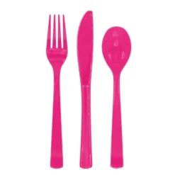 Rosa Gjenbrukbart Plastbestikk, 18 stk.