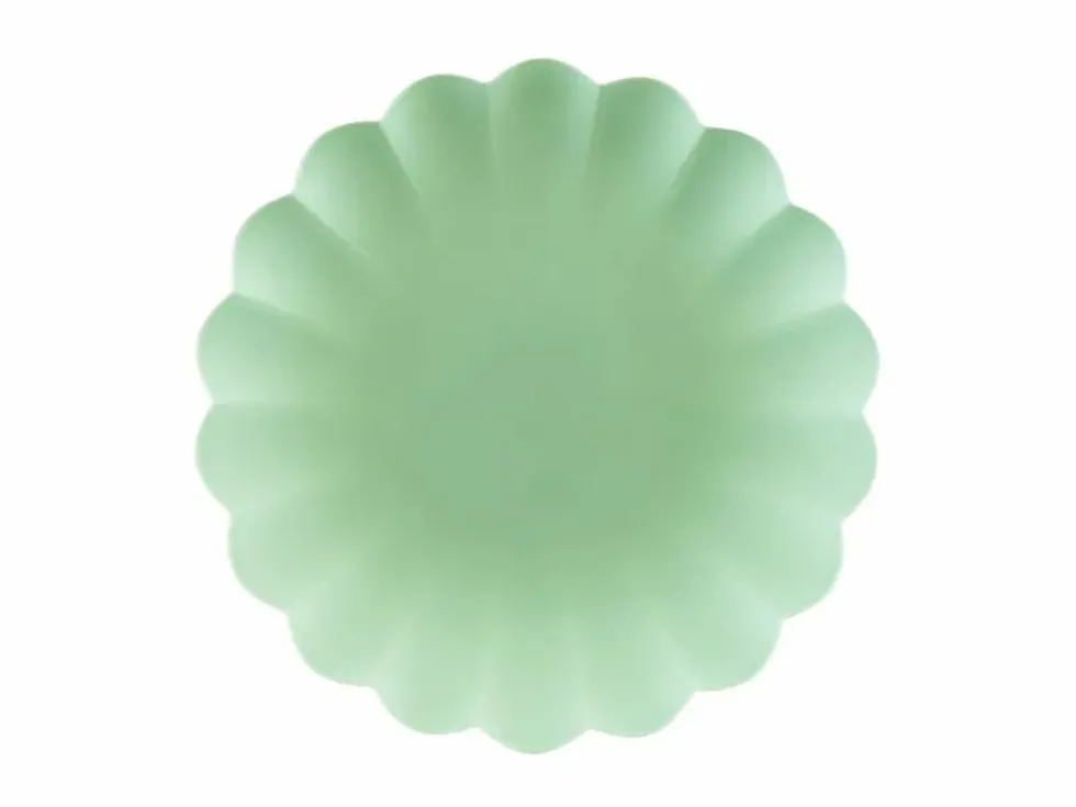 Salviegrønn plastikk tallerkener, 4pk