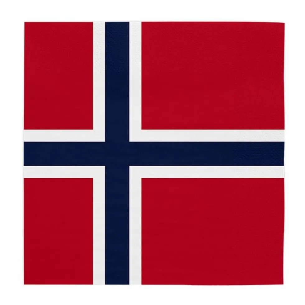 Servietter Norske flagg, 20 stk