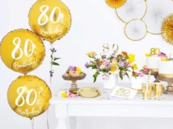 Servietter, 80th Birthday, Hvit & Gull