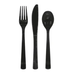 Sort Gjenbrukbart Plastbestikk, 18 stk.
