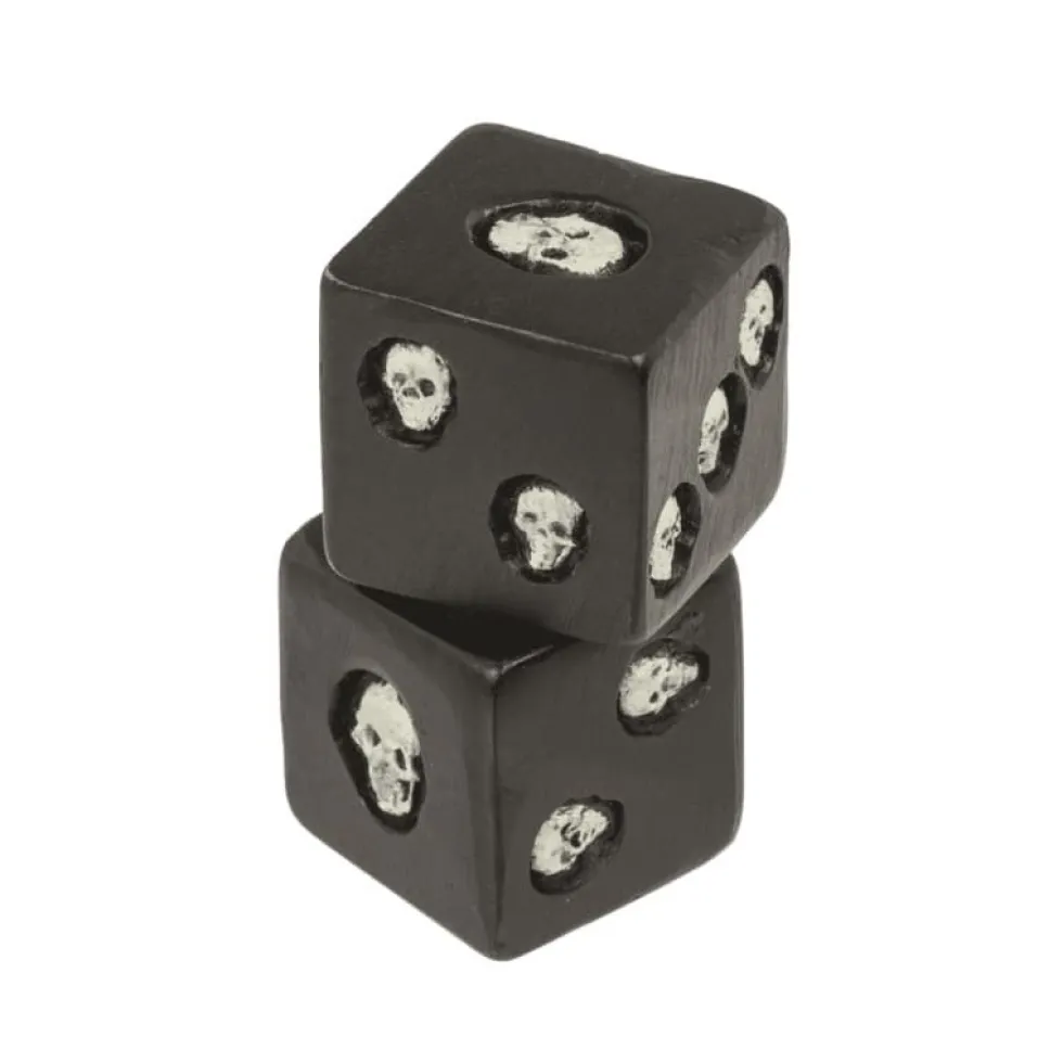 Terninger 2 stk Skull, Glow in the Dark
