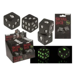 Terninger 2 stk Skull, Glow in the Dark