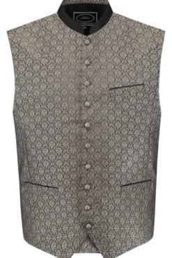 Trachten vest Leopold taupe jacquard
